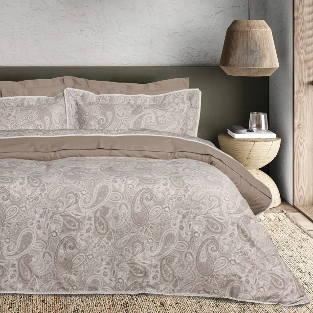 Σετ Σεντόνια 250x270 King Size Prestige Das Home 1732 Taupe Χωρίς Λάστιχο100% Βαμβακοσατέν