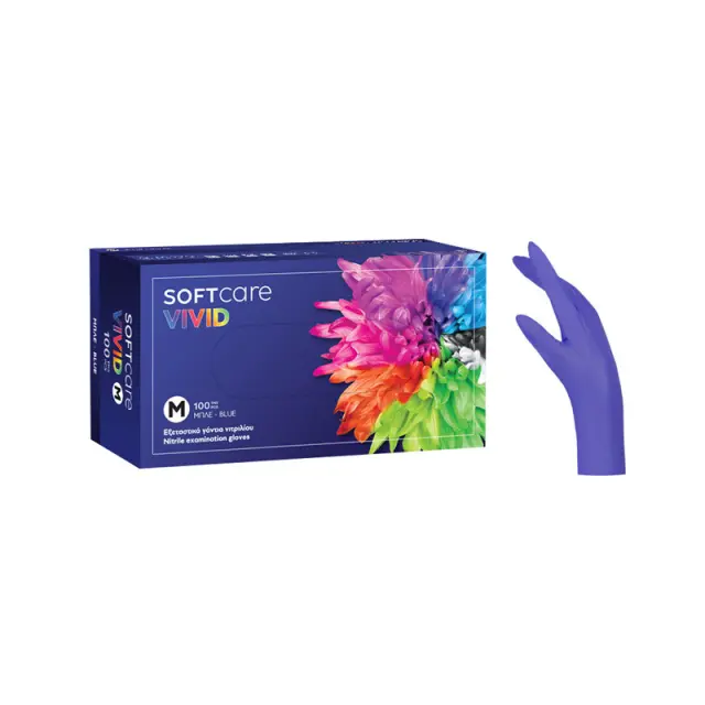 Bournas Medicals SoftCare Γάντια Νιτριλίου Χωρίς Πούδρα Vivid Μπλε 100τεμ 2
