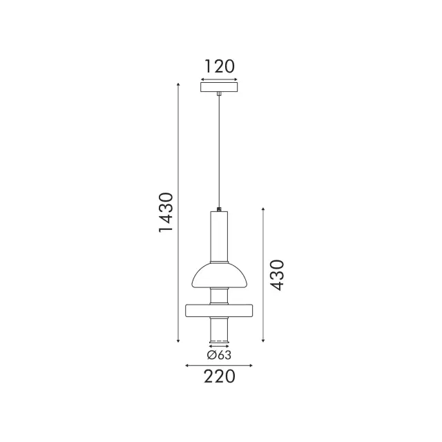 ΚΡΕΜΑΣΤΟ ΦΩΤΙΣΤΙΚΟ ACA HM25026BC ΧΡΥΣΟ ΔΙΑΦΑΝΕΣ COB 5W 3000K IP20 D20XH120CM / HM25026BC 2
