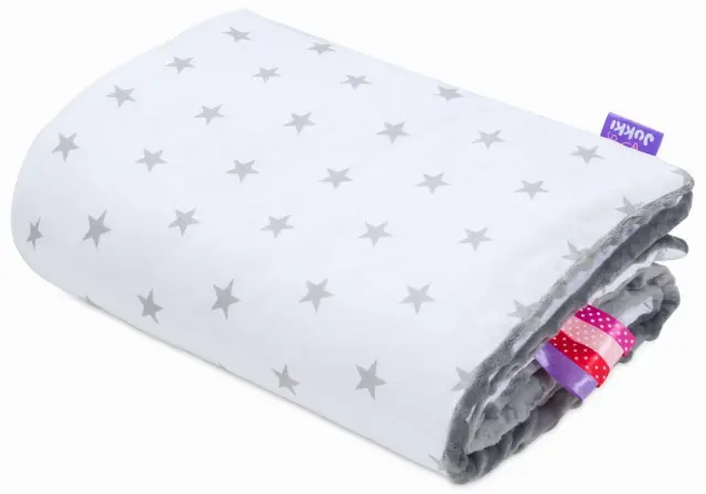 Παιδική Κουβέρτα 2 Όψεων 75x100cm Minky Grey Stars 5907534759419 3