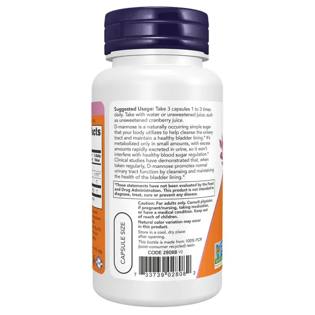 Now Foods D-Mannose Urinary Support 500 mg 3