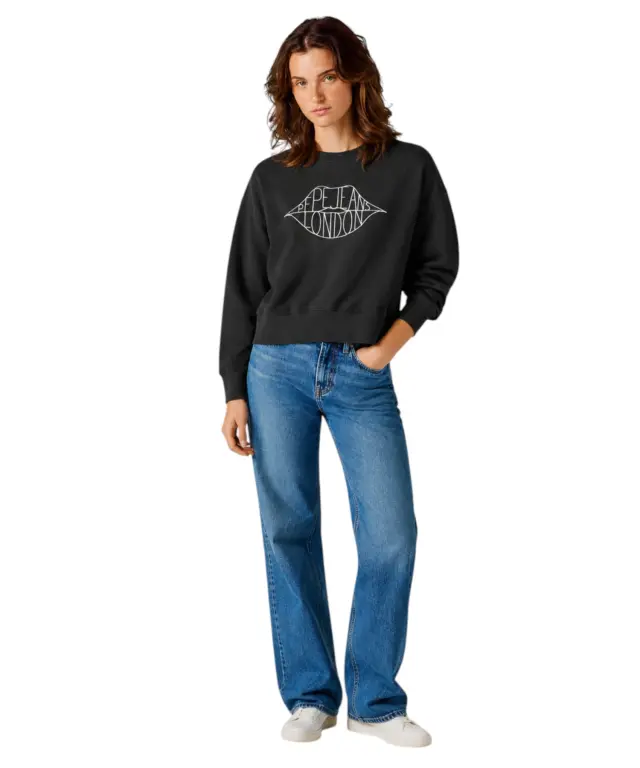 Pepe Jeans - Γυναικεία Μπλούζα Φούτερ Crew Neck Bernis PL5800042-999 Μαύρο - XL 2