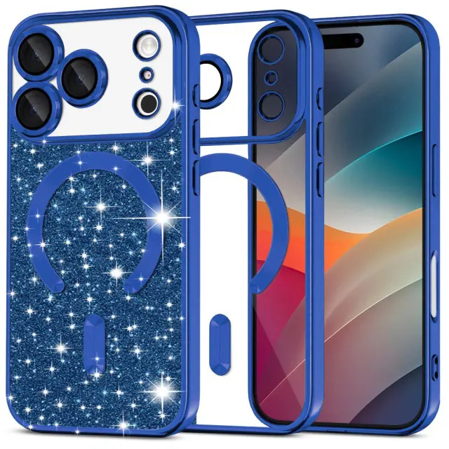 Techsuit® Luxury Glitter MagSafe Θήκη για iPhone 17 Pro Max/18 Pro Max- Deep Blue 2