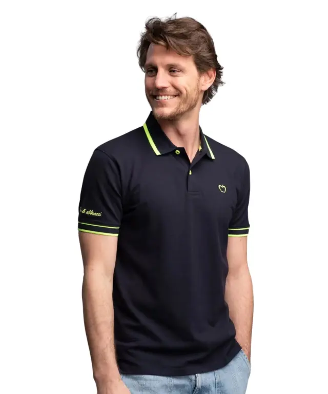 Baci & Abbracci - Ανδρική Μπλούζα Polo Iconica Melina Fluo BAM1421-NAVY Μπλε Ναυτικό - 2XL