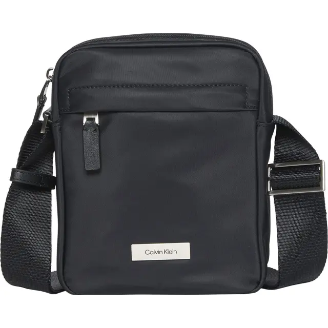 Calvin Klein Sleek Reporter Nylon Crossbody Bag Ανδρικό Τσαντάκι Ώμου Μαύρο