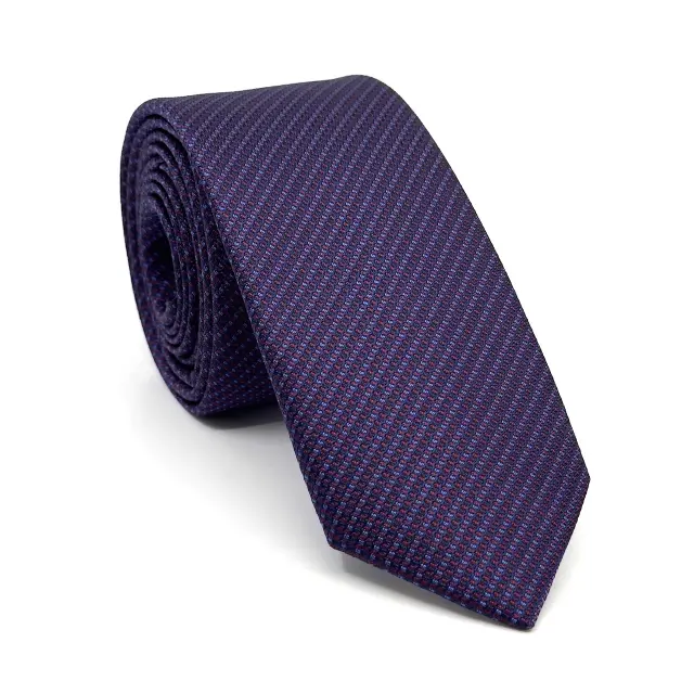 Γραβάτα Microfiber σε Μωβ Μοτίβο Σετ με Μαντηλάκι 3