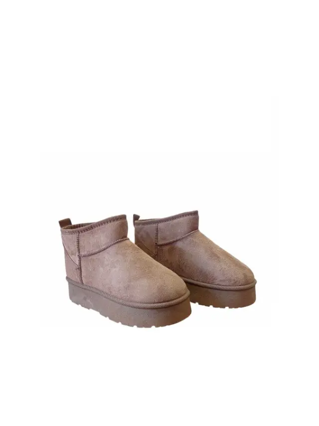 Envie Shoes Suede Γυναικεία Μποτάκια Αστραγάλου με Γούνα Μπεζ S41-20479-36 2
