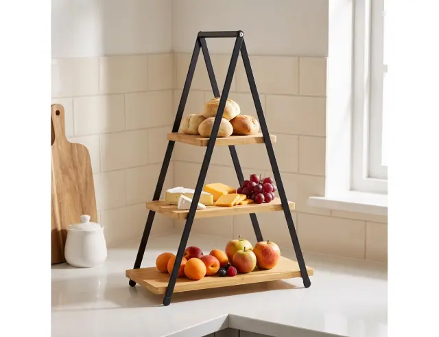 Ξύλινη Εταζέρα bamboo Excellent Houseware 3 επιπέδων, 38x15x53cm 784610100
