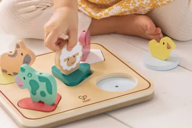 Hape Happy Puzzles Ξύλινο Παζλ Ζωάκια Animal Noise-Puzzle Anna 3