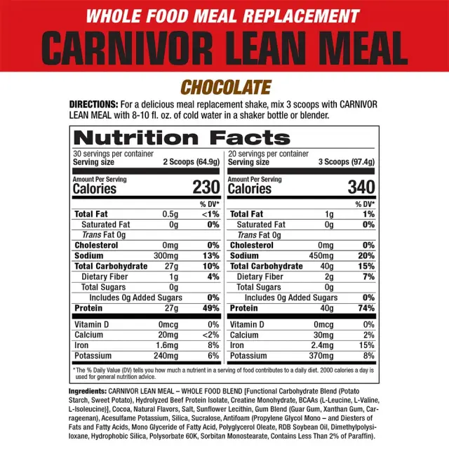 MuscleMeds Carnivor Lean Meal Chocolate Fudge, 30 Servings 2