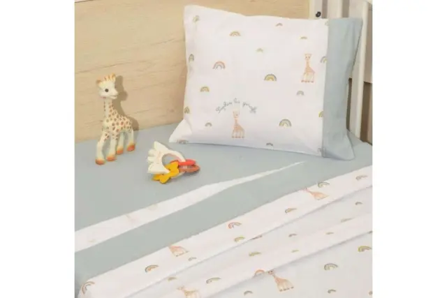 Sophie La Girafe Σετ Σεντόνια Κούνιας Με Λάστιχο 3 τμχ 70cm * 140cm Σχ. 503 Μέντα