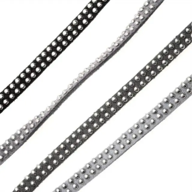 Κορδόνι Faux Suede με Μεταλλικά Στας, Φάρδος 5mm - Cools Mix ~8m
