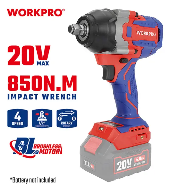 WORKPRO ΕΠΑΝΑΦΟΡΤΙΖΟΜΕΝΟ ΜΠΟΥΛΟΝΟΚΛΕΙΔΟ 20V-Li BL 850Nm SOLO** WP390213 (PROFI)