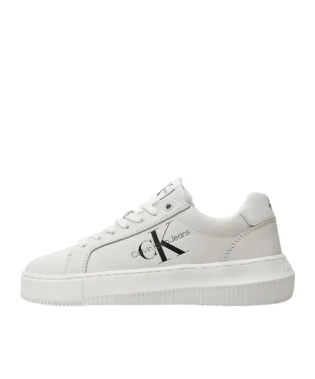 Calvin Klein - Γυναικεία Δερμάτινα Sneakers Chunky Cupsole Mono Wn YW0YW00823-YBR Λευκό 2