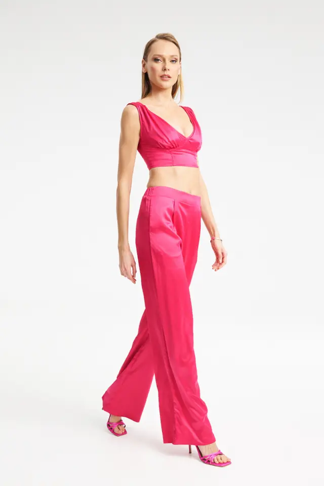 Satin Παντελόνι Ψηλόμεσο με Φαρδιά Γραμμή CORS TROUSERS - XS 3
