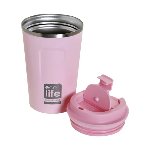 Ecolife® -Coffee Cup Ποτήρι Θερμός Ροζ 370ml (33-BO-4112). 2