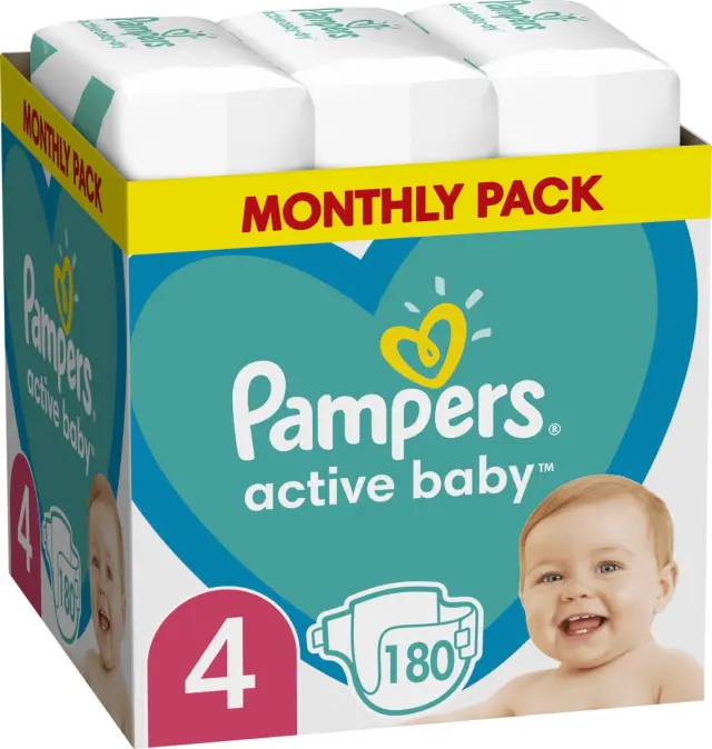 OUT - Pampers Active Baby No4 (9-14kg) 180τμχ Monthly Pack ( MSB)