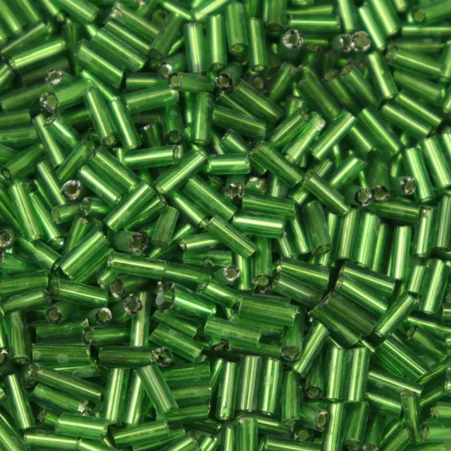 Χάντρα Glass Bugles Silver Lined Green 5mm - 25gr