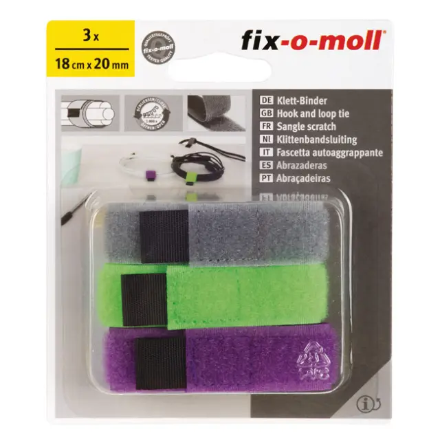 Δεματικό Hook+Loop Γκρι/Πράσινο/Μοβ 18cmx20mm Σετ 3Τμχ 2