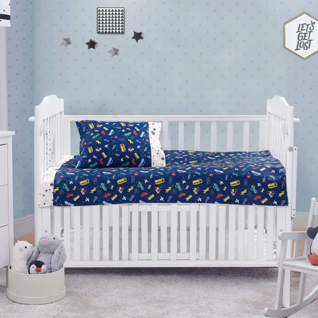 Σετ Σεντόνια Κούνιας 70x140+15 Beauty Home 5174 Μπλε Με Λάστιχο100% Βαμβακοσατέν 3