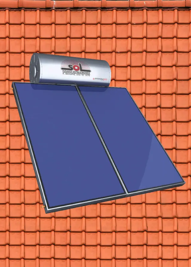Ηλιακός Θερμοσίφωνας SOL-Violaris EnergyPro 200lt/4.0m² Glass/Ral Επιλεκτικός Τιτανίου FULL PLATE (Διπλό Πάνελ) Διπλής Ενέργειας Κεραμοσκεπής