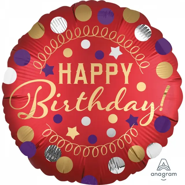 Μπαλόνι Φοιλ 18 Satin XL Red Satin Happy Birthday 45 εκ