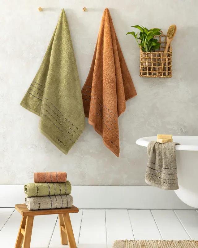 Nima Home Σετ Πετσέτες (30x50 + 50x90 + 70x140) - Razz Cloudy Beige 2