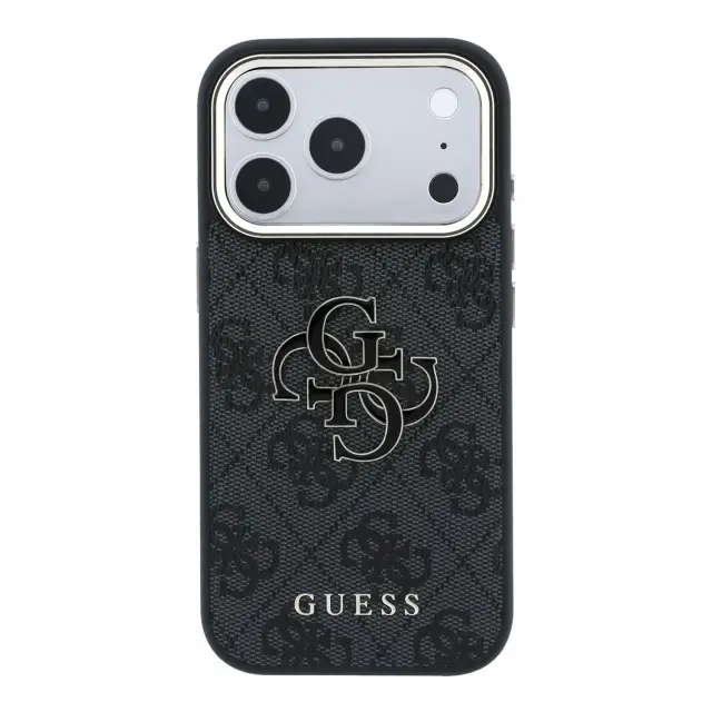 Guess PU 4G Resin Metal Logo Case for iPhone 18 Pro Max Black 3