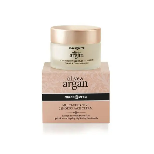 Macrovita Olive + Argan Multi-Effective Cream 24Hours 50ml (24ωρη Κρέμα Προσώπου για Κανονικό + Μικτό Δέρμα)