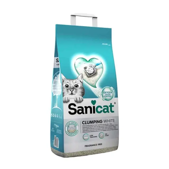 Συγκολλητική Άμμος Γάτας Sanicat Clumping White Fragrance Free Χωρίς Άρωμα -10lt