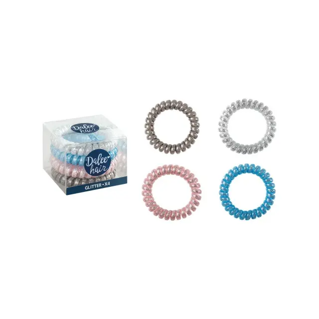 Medisei Dalee Hair Spiral Glitter 4 τεμάχια Λαστιχάκια μαλλιών