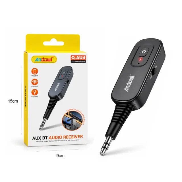Andowl Αντάπτορας Ήχου Bluetooth 5.4 Πομπός & Δέκτης AUX 3.5mm Q-AU4 - Bluetooth 5.4 Transmitter & Receiver AUX 3.5mm 0751276 3