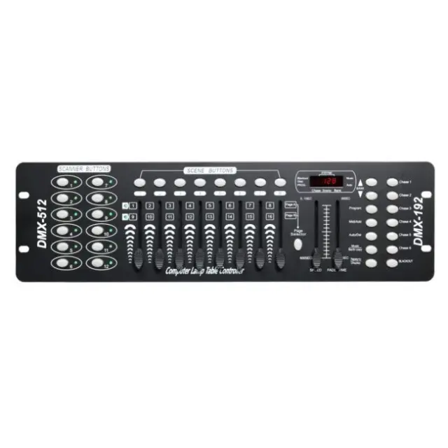LIGHT4ME DMX 192 MKIII fader DMX controller for stage lighting 192-channel 8 faders 23 scene banks 6 chases 19" rack 2U