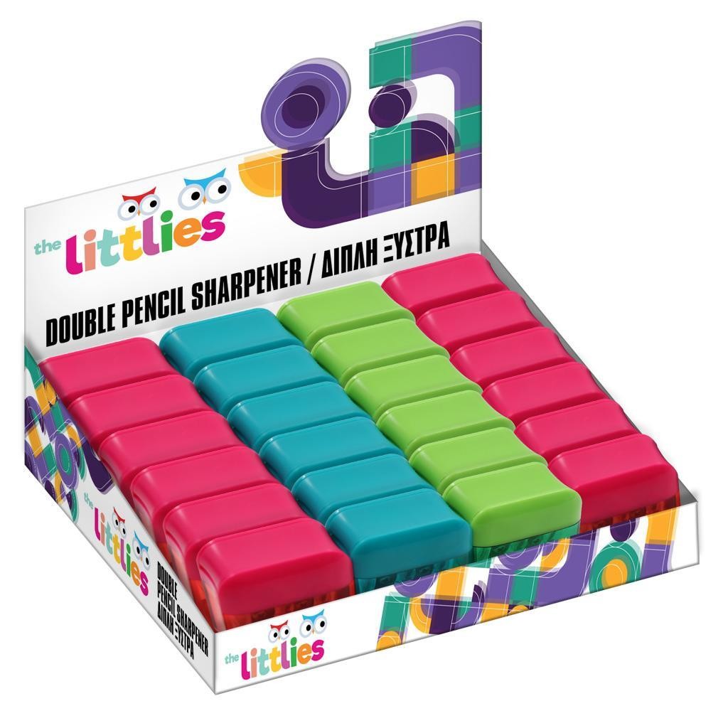Ξύστρα Διπλή Βαρελάκι 35x35x13mm σε 3 Χρώματα / 646950 (The Littlies)