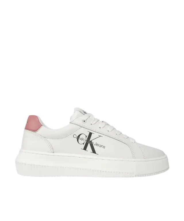 Calvin Klein - Γυναικεία Δερμάτινα Sneakers Chunky Cupsole Mono Wn YW0YW00823-02S Λευκό - 40