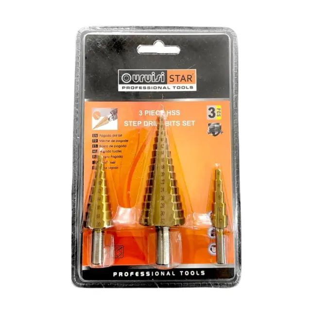 Uruisi Star Σετ κωνικές μύτες τρυπανιού - Step drill bits set 3pcs HSS 035080