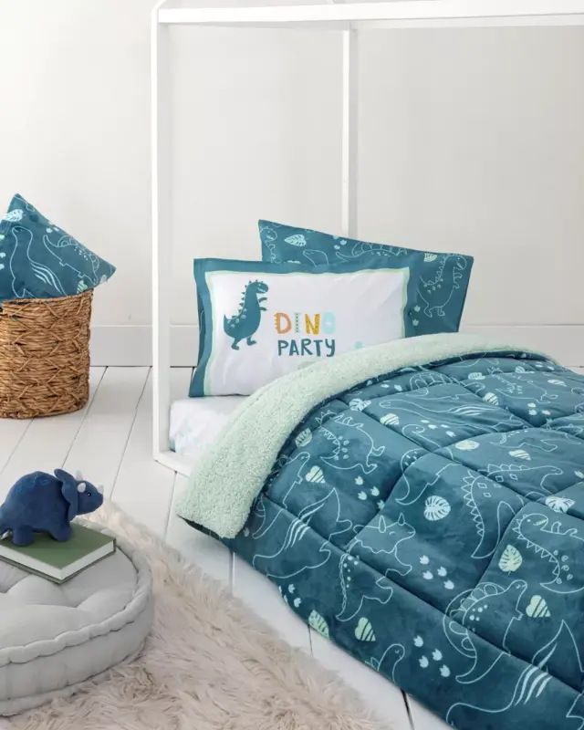 Nima Kids Κουβέρτα/Πάπλωμα Μονό 160x220 - Dino Party Μπλε
