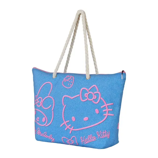 Τσάντα Θαλάσσης Hello Kitty Blue Soleil Beach Bag Hello Kitty Denim 08661