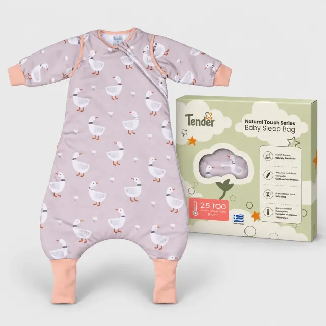Tender Natural Touch Flex Υπνόσακος με Πόδια και Αποσπώμενα Μανίκια Χειμερινός 2.5 Tog Goose Dusty Nude