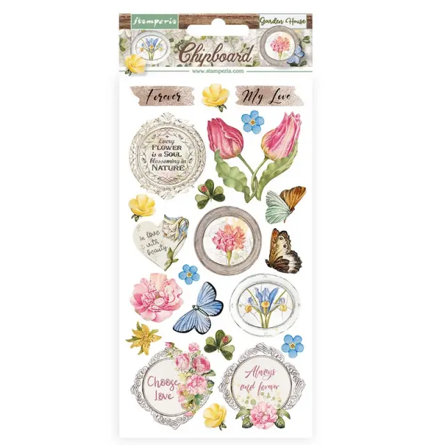 Die Cuts Chipboard Stamperia 15x30cm, Romantic Garden House