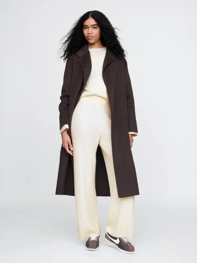 Μπεζ CashSoft Cable-Knit Sweater Παντελόνι Cream beige