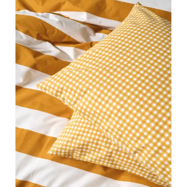 Σετ Μαξιλαροθήκες 2 Τεμαχίων Kentia Iokasti 03A Mustard-White 50X70 2
