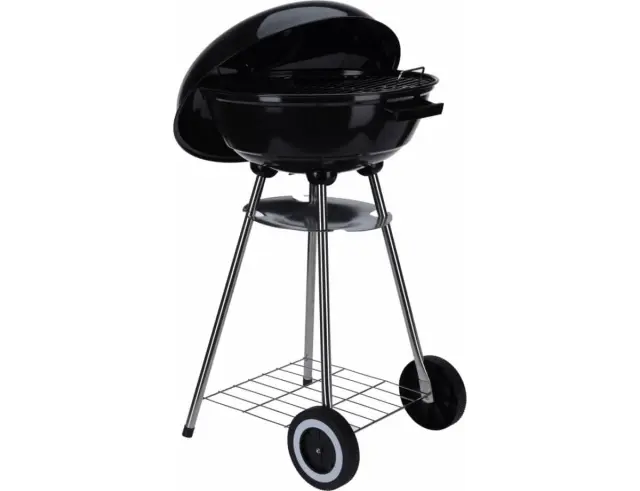 Ψησταριά BBQ κάρβουνου (C83000530) Με Καπάκι, Αεραγωγό, Σχάρα, Λαβή και πόδια στήριξης με 2 τροχούς, βάση για στάχτη, Μεταλλική, Διαμέτρου 46cm x Υ 84 cm C83000530