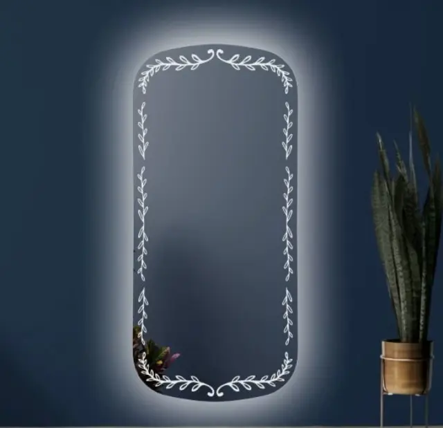 Stewehome Ορθογώνιος Καθρέπτης Τοίχου με LED Φωτισμό & Μοντέρνο Design 60x130 cm 2