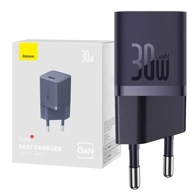 Φορτιστής τοίχου Baseus GaN5 30W (μωβ) CCGN070705