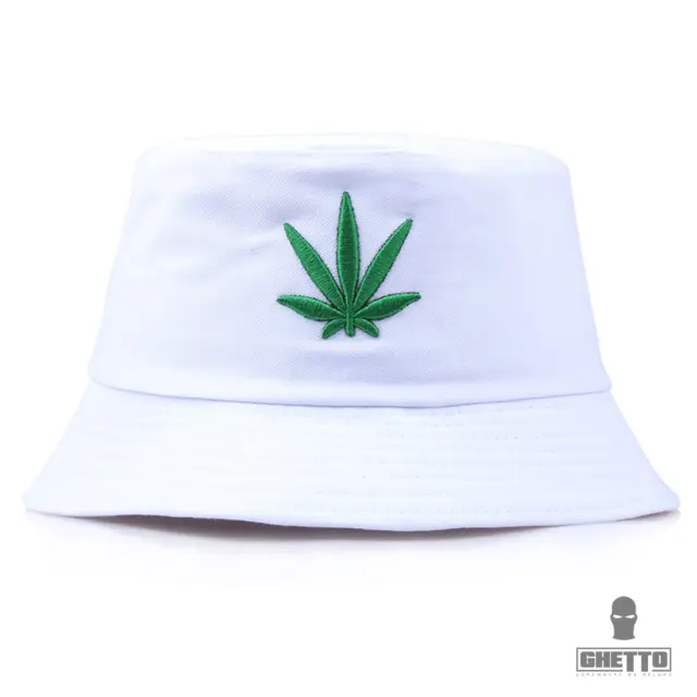 Ghetto Summer Fashion Hat Maple Leaf Embroidery White