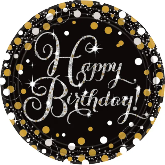 Πιάτα χαρτ. φαγητού 23εκ Sparkling Birthday /8 τεμ
