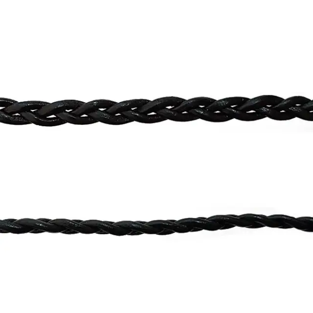 Δέρμα Black Round Ø2mm Πλεγμένο με 3 Κορδόνια - 1m
