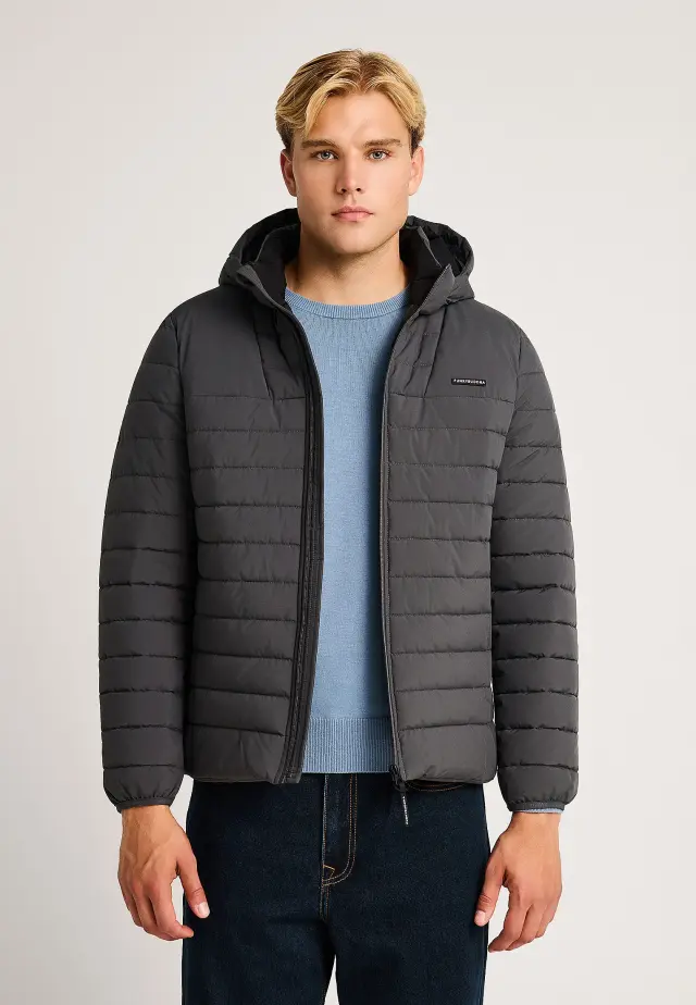 Funky Buddha Puffer Jacket Dark Grey FBM014-002-01-Dark Grey - 3XL