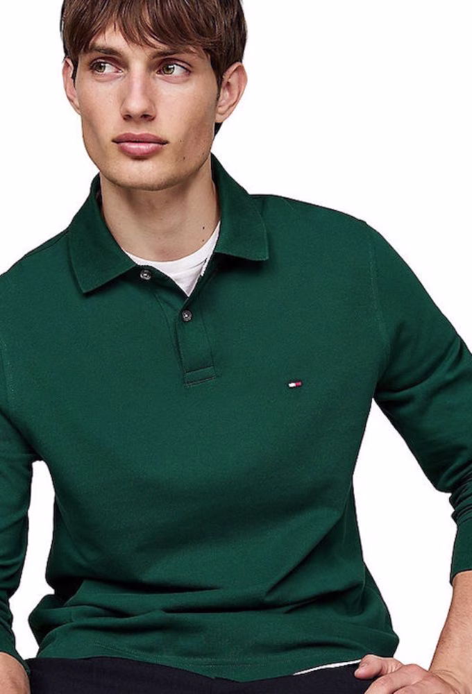 Tommy Hilfiger Ανδρική Μπλούζα Μακρυμάνικη Polo Πράσινη Πράσινο 3